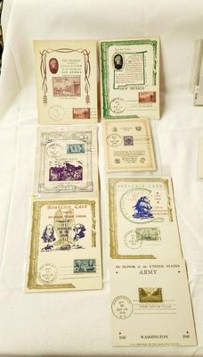 7 PC - FIRST DAY ISSUE MIX STYLE STAMPS - 1940S MIX THEME