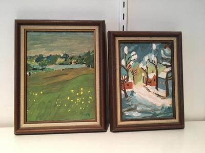 VIntage oil paintings Naive primitive outsider art small