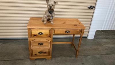 Nice Little Knotty Pine Desk (Littlle Dog Not Included)