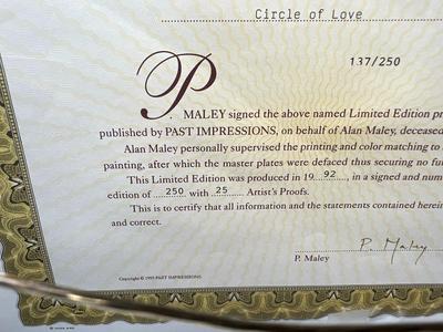 Signed & Numbered P. Maley Circle of Love Limited Edition Print on Canvas with COA