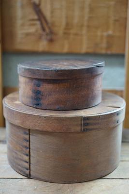 PAIR OF ROUND ANTIQUE PANTRY BOXES