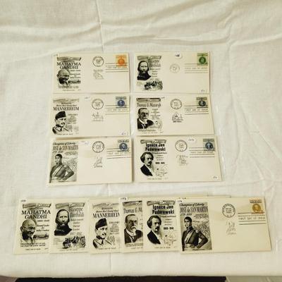 12 - FIRST DAY STAMPS - 50S & 60S CHAMPIONS OF LIBERTY (W/ SET OF DUPLICATES)