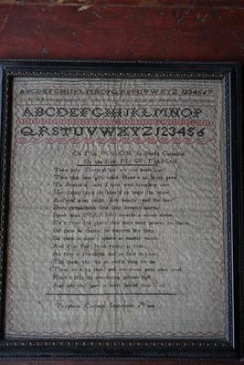ANTIQUE SAMPLERS DATED 1808 ENGLISH VERSE AND ALPHABET