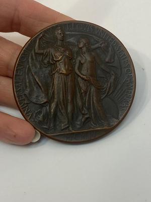 1904 Antique Weinman Louisiana Purchase Exposition St. Louis Bronze Medal Nouveau design Medallion MCMIV World's Fair