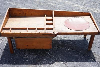 LATE 19TH CENTURY PINE HAND CRAFTED COBBLERS BENCH.