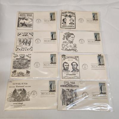 8 - 1965 - CIVIL WAR BLACK/ WHITE CENTENNIAL 1ST DAY STAMPS