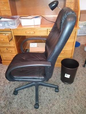 ADJUSTABLE DESK CHAIR, METAL WASTE CAN AND A LED LAMP