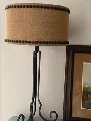 Iron Lamp and Farmhouse Pic