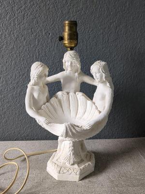 Antique Chalkware Mermaid Lamp