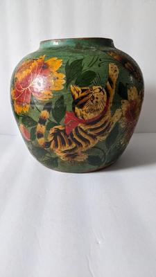 Asian Handpainted Clay Pot