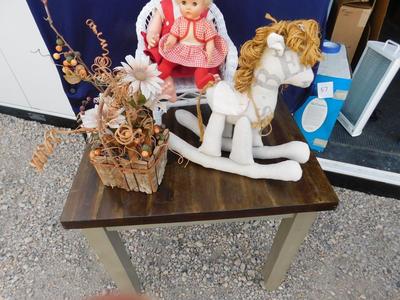 VINTAGE DOLLY'S IN RED AND ACCESSORIZING ITEMS OF DECOR