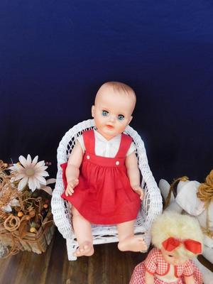 VINTAGE DOLLY'S IN RED AND ACCESSORIZING ITEMS OF DECOR