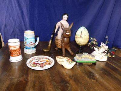 COOL VINTAGE DONKEY PLANTER WITH ITEMS FROM AROUND THE WORLD & MORE