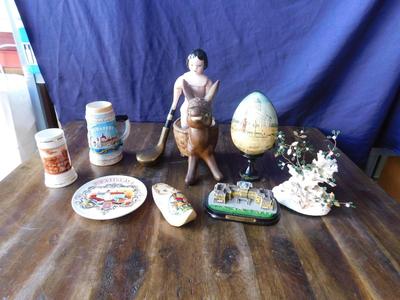 COOL VINTAGE DONKEY PLANTER WITH ITEMS FROM AROUND THE WORLD & MORE