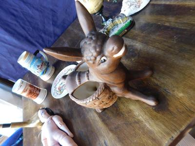 COOL VINTAGE DONKEY PLANTER WITH ITEMS FROM AROUND THE WORLD & MORE