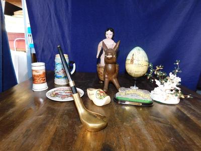 COOL VINTAGE DONKEY PLANTER WITH ITEMS FROM AROUND THE WORLD & MORE