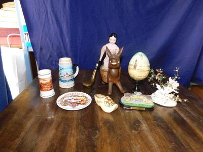 COOL VINTAGE DONKEY PLANTER WITH ITEMS FROM AROUND THE WORLD & MORE