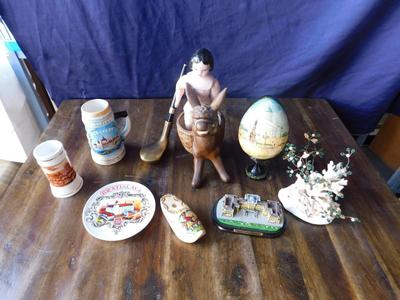 COOL VINTAGE DONKEY PLANTER WITH ITEMS FROM AROUND THE WORLD & MORE