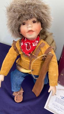 LITTLE DAVEY CROCKET WITH CERTIFICATE OF AUTHENTICITY AND VINTAGE DAVEY CROCKET BOLO