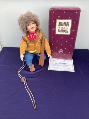 LITTLE DAVEY CROCKET WITH CERTIFICATE OF AUTHENTICITY AND VINTAGE DAVEY CROCKET BOLO