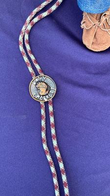 LITTLE DAVEY CROCKET WITH CERTIFICATE OF AUTHENTICITY AND VINTAGE DAVEY CROCKET BOLO