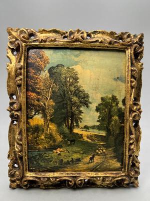 Vintage Art Deco Small Textured Art Print The Cornfield John Constable Boy Drinking from Lake