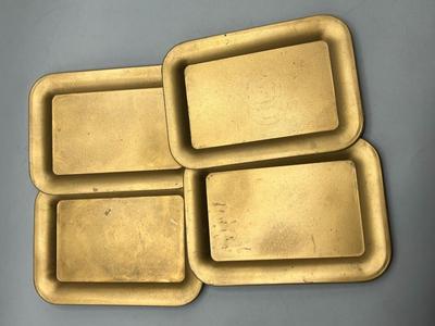 Lot of Small Vintage Gold Metal Serving Trinket Trays