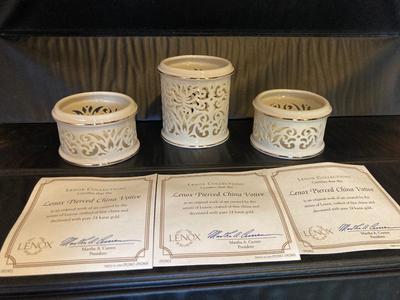 LENOX 24k Gold Accented  BONE CHINA VOTIVES WITH COA