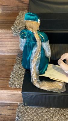 DANBURY MINT STORYBOOK RAPUNZEL DOLL AND PORCELAIN BABY JESSICA