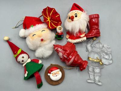 Mixed Lot of Vintage Santa Claus Christmas Holiday Tree Ornaments
