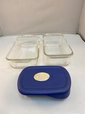Pyrex Clear Glass Bread Bakeware Dishes and Small Lidded Storage Container