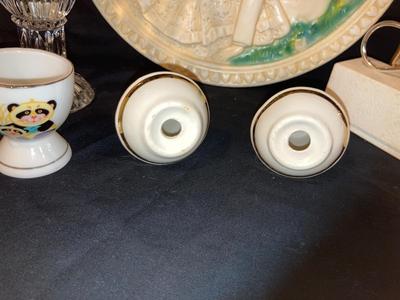 CHALK WARE WALL HANGING, VINTAGE PRINT,SALT AND PEPPER SHAKERS, BELL AND MORE!