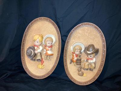 1981 HOMECO BURWOOD SET OF 3D OVAL PLASTIC WALL DECOR