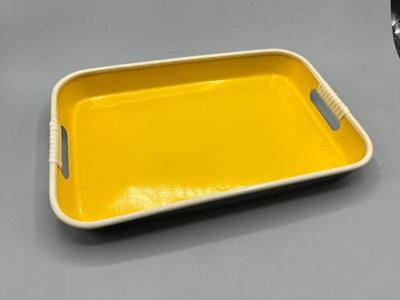 Retro Yellow and Black Small Serving Tray Console Trinket Dish