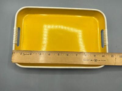 Retro Yellow and Black Small Serving Tray Console Trinket Dish
