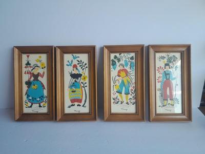 Four framed Margo Alexander of California Sophisticated Provincials early screen prints