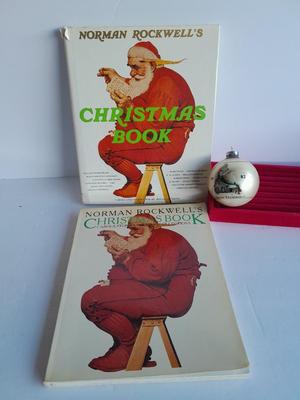 Christmas Norman Rockwell books with a Norman Rockwell Christmas ornament