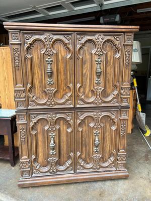 Large Vintage Barwick Furniture Midcentury Tall Boy Armoire Cabinet
