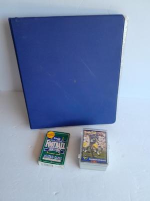 Football Trading cards, 3 ring binder with over 20 pages and Premier edition star cards Playing cards