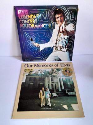 Two Elvis Presley "Legendary Concert Performances" and "Our Memories of Elvis" vinyl LP 12" Records