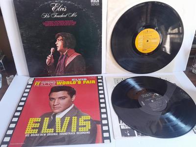 Two Elvis Presley Vinyl Albums 12" Record LP "He touched me" and "It happened at the World Fair"