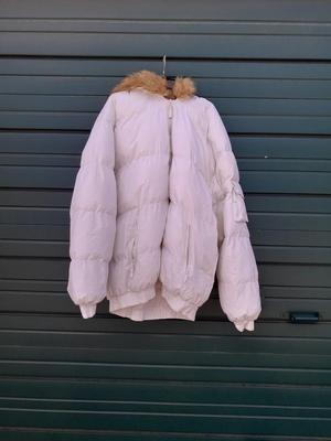 White down BLUEZ Women's coat 4XL with fur trimmed hood