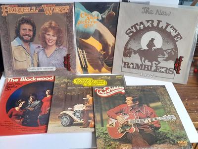 Collection of 12" LP Vinyl Record Albums Frizell & West, Starlite Ramblers, Chet Adkins, and The Blackwood