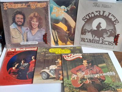 Collection of 12" LP Vinyl Record Albums Frizell & West, Starlite Ramblers, Chet Adkins, and The Blackwood