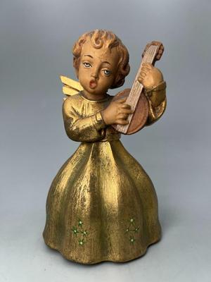 Vintage Wooden Singing Religious Angel Figurine Spinning Music Box