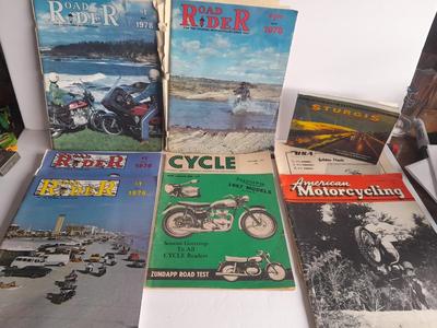Vintage Collectible 70's Road Rider magazines, 1956 Cycle Magazine, and 1955 American Motorcycle Magazine