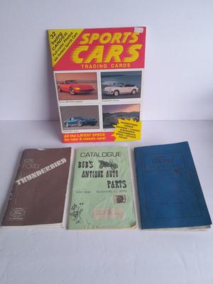 1978 Ford Thunderbird manual, Bob's Antique Auto parts book, Antique Ford Manual and sports cars cards