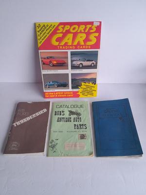 1978 Ford Thunderbird manual, Bob's Antique Auto parts book, Antique Ford Manual and sports cars cards