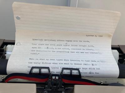 1960â€™s Montgomery Wards Signature 088 Type Writer and Vintage Dictaphone Table