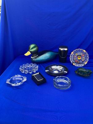 NEW AND OLD ASHTRAYS A HANDSOME MALARD DUCK & A ZIPPO